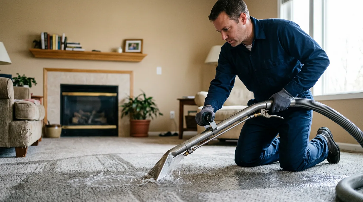 Water damage restoration technician working near Whitt, TX